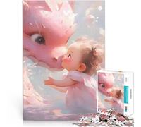 Puzzle 1000 pièces pour Adolescents Dragon Mignon en Fleur de Cerisier Jouets de Jeu est idéal comme Cadeau pour Toute la Famille 52x38cm