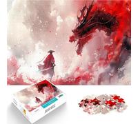Puzzle 1000 pièces pour Adolescents Dragon samouraï Japonais Jouets de Jeu pour Cadeau Familial Décoration Parfaite 75x50cm