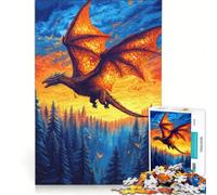 Puzzle 1000 pièces pour Adolescents, Dragon survolant Une forêt, Jeu éducatif, Cadeau d'anniversaire, Idéal pour Toute la Famille 38x26cm