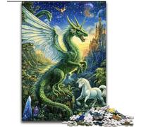 Puzzle 1000 pièces pour Adolescents Dragon Vert, à partir de 14 Ans, pour des soirées Jeux en Famille, Collection d'artistes, Beaux-Arts (Taille 26x38cm)