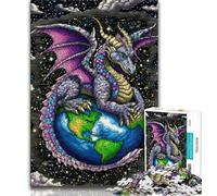 Puzzle 1000 pièces pour Adolescents Dragon Volant Debout sur Terre Puzzle 1000 pièces, décoration Murale Artistique et idée Cadeau d'anniversaire pour Amis, Bureau à Domicile (Taille 75x50cm)