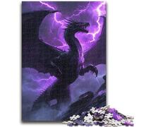 Puzzle 1000 pièces pour Adolescents Dragon Volant Violet Puzzle 1000 pièces, Jeu Familial éducatif adapté à la décoration de Bureau (75x50cm)
