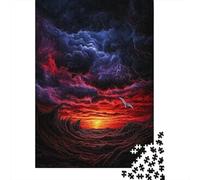 Puzzle 1000 Pièces pour Adolescents Dramatic Sunset Ocean Waves Les Puzzles pour Adolescents Améliorent La Mémoire - Cadeau d'anniversaire, De Noël 38x26cm/1000pcs
