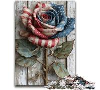 Puzzle 1000 pièces pour Adolescents Drapeau américain Roses pour Les 14 Ans et Plus Défi éducatif Activités Amusantes à la Maison, Cadeaux d'anniversaire, Cadeaux de Voyage 50x75cm