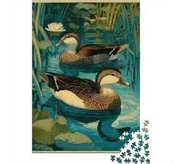 Puzzle 1000 Pièces pour Adolescents Duck Pond Scene-5 Casse-têtes pour Adolescents Analyse Et Logique Entraînez Votre Cerveau Et Votre Dextérité Jeu De Défi Unique 70x50cm/1000pcs