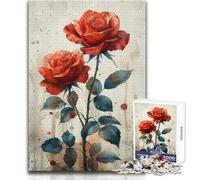 Puzzle 1000 pièces pour Adolescents - Duo de Roses écarlates - Idéal pour des soirées détente - Ajustement Parfait - Découpe précise - Dimensions:38x26cm