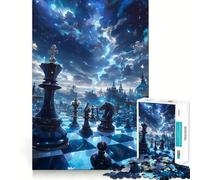 Puzzle 1000 pièces pour Adolescents Échecs dans l'espace et la Galaxie Découpe Premium Jeu Amusant et divertissant Temps de Jeu Facile Décoration de Noël (38x52cm)