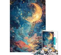 Puzzle 1000 pièces pour Adolescents Échelle vers Un Paysage onirique au Clair de Lune Puzzles pour Adultes Jeux relaxants Une œuvre d'art Cadeau Anti-Stress (Dimensions 38x52cm)