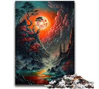 Puzzle 1000 pièces pour Adolescents, éclipse Lunaire brumeuse, Jeu Stimulant et Jeu Familial, décoration Murale, Cadeaux d'anniversaire et de Noël Uniques, 50x75cm
