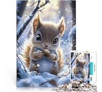 Puzzle 1000 pièces pour Adolescents Écureuil Mignon en Hiver Jeu Familial Anti-Stress Défi Difficile Jeu de défi Unique 52x38cm
