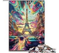 Puzzle 1000 pièces pour Adolescents, Eiffel psychédélique, adapté aux Personnes de 14 Ans et Plus, Jeux éducatifs, Cadeaux du Père Noël Secret (Taille 50x75cm)