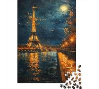 Puzzle 1000 Pièces pour Adolescents Eiffel Tower Night Scene Puzzles pour Adultes pour S'amuser en Famille Stimule Le Cerveau Jeu Au Design Élégant 52x38cm/1000pcs