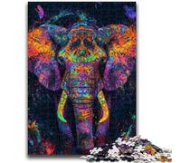 Puzzle 1000 pièces pour Adolescents Éléphant Arc-en-Ciel pour Les 14 Ans et Plus Défi éducatif Activités Amusantes à la Maison, Cadeaux d'anniversaire, Cadeaux de Voyage 26x38cm