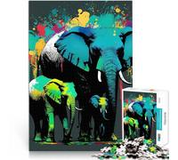 Puzzle 1000 pièces pour Adolescents Éléphant coloré Compétition de Vitesse Manuelle Chaque pièce est Unique - Jeu Familial Stimulant et Amusant 38x26cm