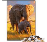 Puzzle 1000 pièces pour Adolescents Éléphant d'Afrique, Aide Le Cerveau à exercer des Jouets addictifs pour cultiver la Patience Décoration Parfaite 50x75cm