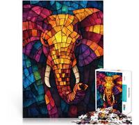 Puzzle 1000 pièces pour Adolescents Éléphant en vitrail Jeux éducatifs Décoration d'intérieur Idées Cadeaux 75x50cm