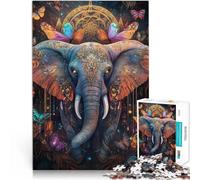 Puzzle 1000 pièces pour Adolescents Éléphant Magique de la Jungle Jeux Jouets Cadeaux Liste de souhaits avec Le Père Noël 38x26cm