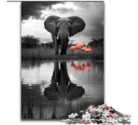 Puzzle 1000 pièces pour Adolescents, éléphant Noir et Blanc, Jouets éducatifs, Jeux Anti-Stress, Superbes Cadeaux et Jouets (Taille 50x75cm)