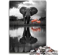 Puzzle 1000 pièces pour Adolescents Éléphant Noir et Blanc pour Les 14 Ans et Plus Jeu Impossible Cadeau d'anniversaire de Noël 50x75cm