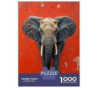 Puzzle 1000 Pièces pour Adolescents Elephant on Red Wall Puzzles pour Adolescents, Casse-tête, Jeu D'assemblage De Motifs, Cadeau d'anniversaire Unique 38x26cm/1000pcs