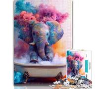 Puzzle 1000 pièces pour Adolescents : Éléphant se baignant, Un défi à relever, mais Amusant et Humoristique, Cadeau d'anniversaire, décoration Murale (75x50cm)