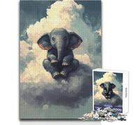 Puzzle 1000 pièces pour Adolescents - Éléphant sur Un Nuage - Apaisant et Relaxant - Jeu de précision - Dimensions:38x52cm