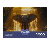 Puzzle 1000 Pièces pour Adolescents Elephant Waterfall Golden Light Puzzle Amusant Et Humoristique pour Adolescents, Idéal comme Cadeau d'anniversaire, De Noël Ou Autre 38x26cm/1000pcs