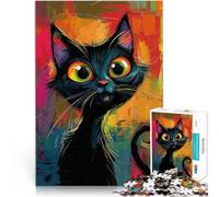 Puzzle 1000 pièces pour Adolescents Embrasse-Moi - Un Chat coloré et maladroit Jeu Stimulant décoration Murale 38x26cm