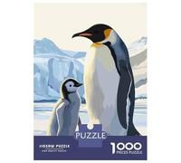 Puzzle 1000 Pièces pour Adolescents Emperor Penguin Family Puzzle pour Adultes Jeux De Famille Cadeau d'anniversaire Stimule Le Cerveau 70x50cm/1000pcs