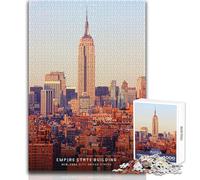 Puzzle 1000 pièces pour Adolescents - Empire State Building - Jeu de société Familial - Niveau de difficulté élevé - Anti-Stress - Dimensions 50x75cm
