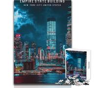 Puzzle 1000 pièces pour Adolescents - Empire State Building - Jeu de société Familial - Niveau de difficulté Difficile - Anti-Stress - Dimensions 38x52cm
