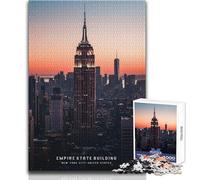 Puzzle 1000 pièces pour Adolescents - Empire State Building - Jeu de société Familial - Niveau de difficulté élevé - Anti-Stress - Dimensions 50x75cm