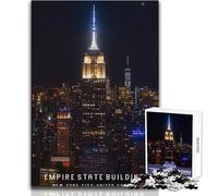 Puzzle 1000 pièces pour Adolescents - Empire State Building - Jeu de société Familial - Niveau de difficulté Difficile - Anti-Stress - Dimensions 38x52cm