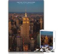 Puzzle 1000 pièces pour Adolescents - Empire State Building - Jeu de société Familial - Niveau de difficulté élevé - Anti-Stress - Dimensions 50x75cm