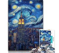 Puzzle 1000 pièces pour Adolescents Empire State Building Night Cadeau pour Adolescents Jeu éducatif pour Anniversaire Noël et jusqu'à 14 Ans (38x26cm)