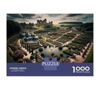 Puzzle 1000 Pièces pour Adolescents English Castle Garden Design Ideas Puzzles pour Adultes : Améliorent La Mémoire - Difficile Et Stimulant - Cadeaux De Noël Et d'anniversaire 52x38cm/1000pcs