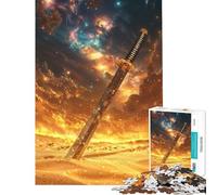 Puzzle 1000 pièces pour Adolescents Épée de samouraï dans Le désert Jeu éducatif et intellectuel Cadeau d'anniversaire Apprentissage et développement Personnel (Dimensions 38x26cm)