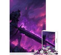 Puzzle 1000 pièces pour Adolescents Épée du Chevalier Noir Brume Violette Jeu Anti-Stress Idée Cadeau Jeu Pratique Chaque pièce est Unique Dimensions 38x52cm