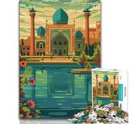 Puzzle 1000 pièces pour Adolescents et Adultes, Affiche de Voyage d'Ispahan, Design Dynamique et Unique, expérience de Puzzle relaxante et stimulante (38x26cm)