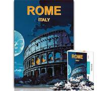 Puzzle 1000 pièces pour Adolescents et Adultes, Affiche de Voyage Rome, Italie, Anti-Stress, défi Difficile, idéal comme Cadeau pour Toute la Famille (75x50cm)