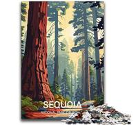 Puzzle 1000 pièces pour Adolescents et Adultes Affiche du Parc National de Sequoia pour Les 14 Ans et Plus Cadeaux intéressants pour la réduction du Stress pour Les Amis et la Famille (38x52cm)