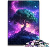 Puzzle 1000 pièces pour Adolescents et Adultes Arbre de Vie Galactique Anti-Stress Défi Difficile avec Affiche et fiche de Questions-réponses Assorties 50x75cm