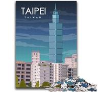 Puzzle 1000 pièces pour Adolescents et Adultes, Art du Voyage à Taipei Taiwan, pour Les 14 Ans et Plus Cadeaux intéressants pour la réduction du Stress et la Famille (Taille 38x52cm)