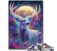Puzzle 1000 pièces pour Adolescents et Adultes, Art psychédélique et visionnaire du cerf, pour Un Jeu Stimulant et Familial (75x50cm)