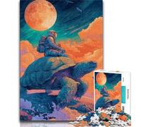 Puzzle 1000 pièces pour Adolescents et Adultes Astronaute chevauchant Une Tortue 1000 pièces pour Adultes, Anti-Stress, défi Difficile, Convient pour la décoration de Bureau (Taille 38x26cm)