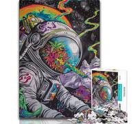 Puzzle 1000 pièces pour Adolescents et Adultes Astronaute fumé psychédélique, activités Amusantes à la Maison, idéal comme Cadeau pour Toute la Famille à partir de 14 Ans 38x26cm