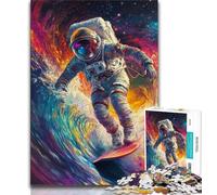 Puzzle 1000 pièces pour Adolescents et Adultes Astronaute Surf, Jeux éducatifs Classiques, avec pièces entièrement emboîtables de Formes aléatoires, pour Les Enfants de 14 Ans et Plus, 38x26cm