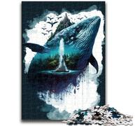 Puzzle 1000 pièces pour Adolescents et Adultes Baleine dans Les Arbres pour Les 14 Ans et Plus Jeu de Quiz Activités Amusantes à la Maison, Cadeau d'anniversaire, Cadeaux de Voyage 26x38cm