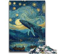 Puzzle 1000 pièces pour Adolescents et Adultes, Baleines dans Le Ciel étoilé, Jouet éducatif Anti-Stress, Superbes Cadeaux et Jouets (50x75cm)