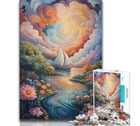 Puzzle 1000 pièces pour Adolescents et Adultes Bateau psychédélique 1000 pièces pour Adultes, Anti-Stress, défi Difficile, Convient pour la décoration de Bureau (Taille 38x26cm)